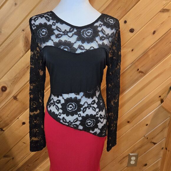 Made in‎ the USA Lace/Rayon Full Length Sexy Dress Open Back Large Stretch - Picture 2 of 15